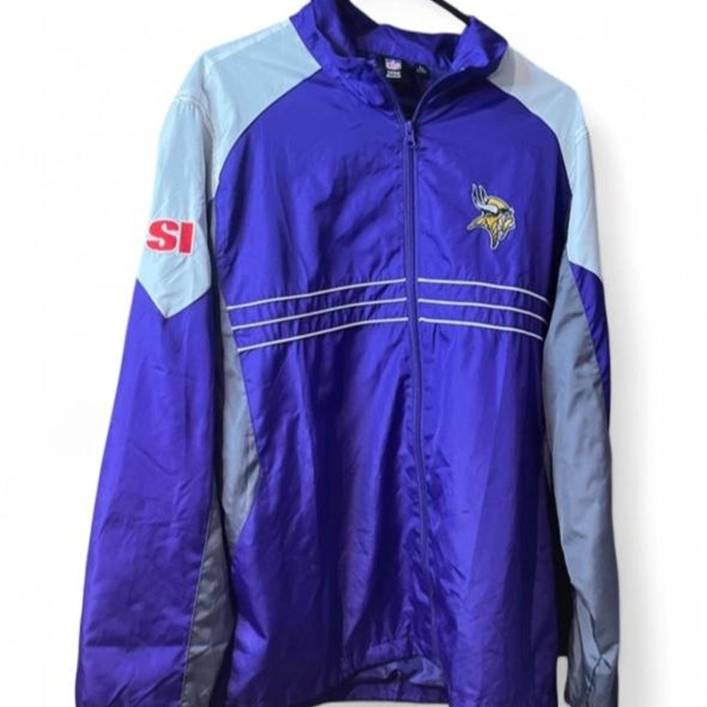 VTG Y2K Reebok Minnesota Vikings Windbreaker Jacket L Full Zip NFL Track Purple